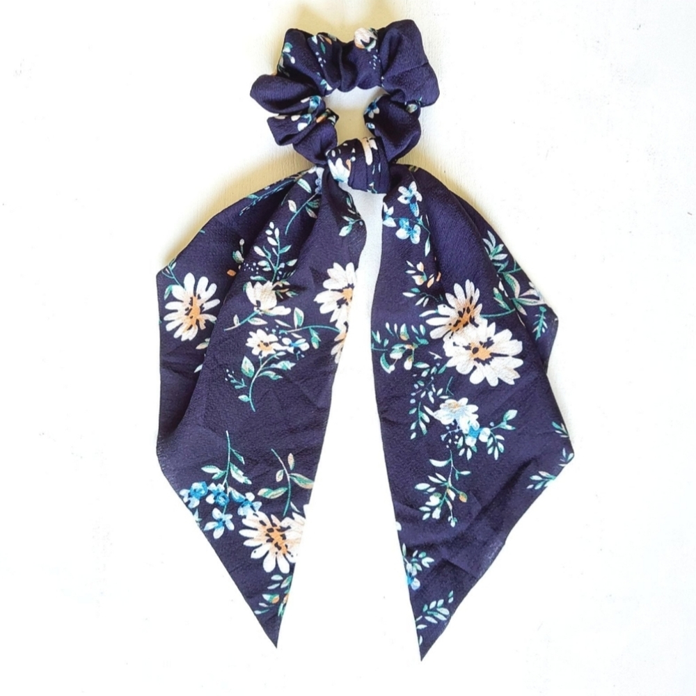 Rachel Floral Hair Scarf - Dark Blue